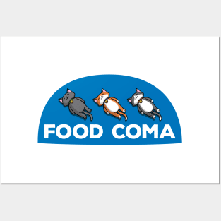 Sleepy Cartoon Cats in the Food Coma - version for the light bg Posters and Art